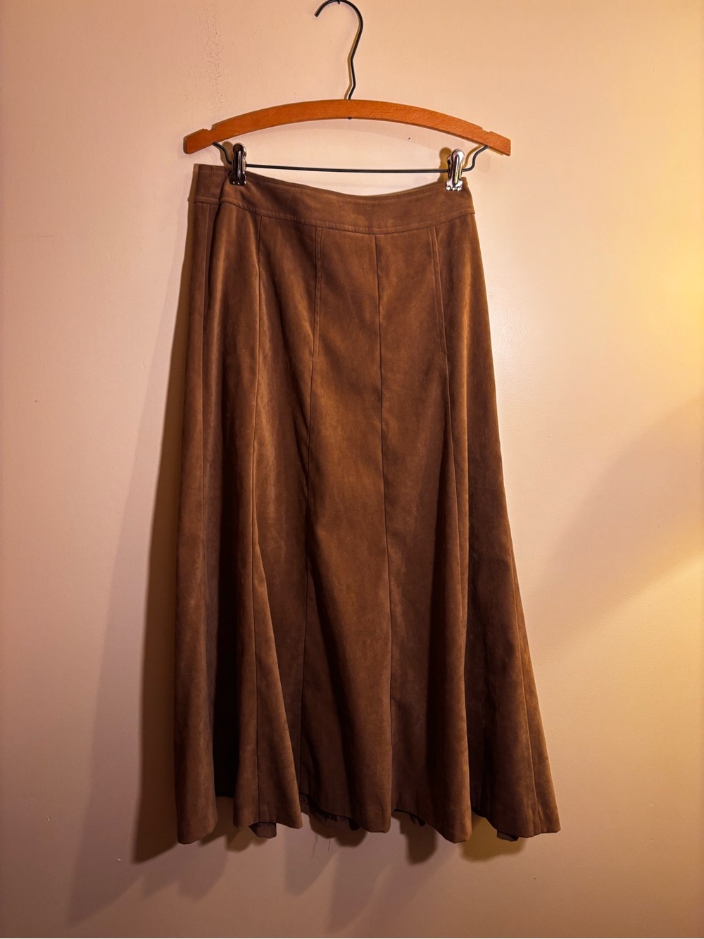 Christopher & Banks Suede Pleated Midi Skirt